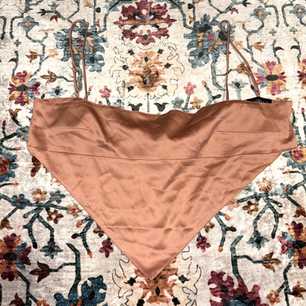 DANIELLE BERNSTEIN Tan Satin Top